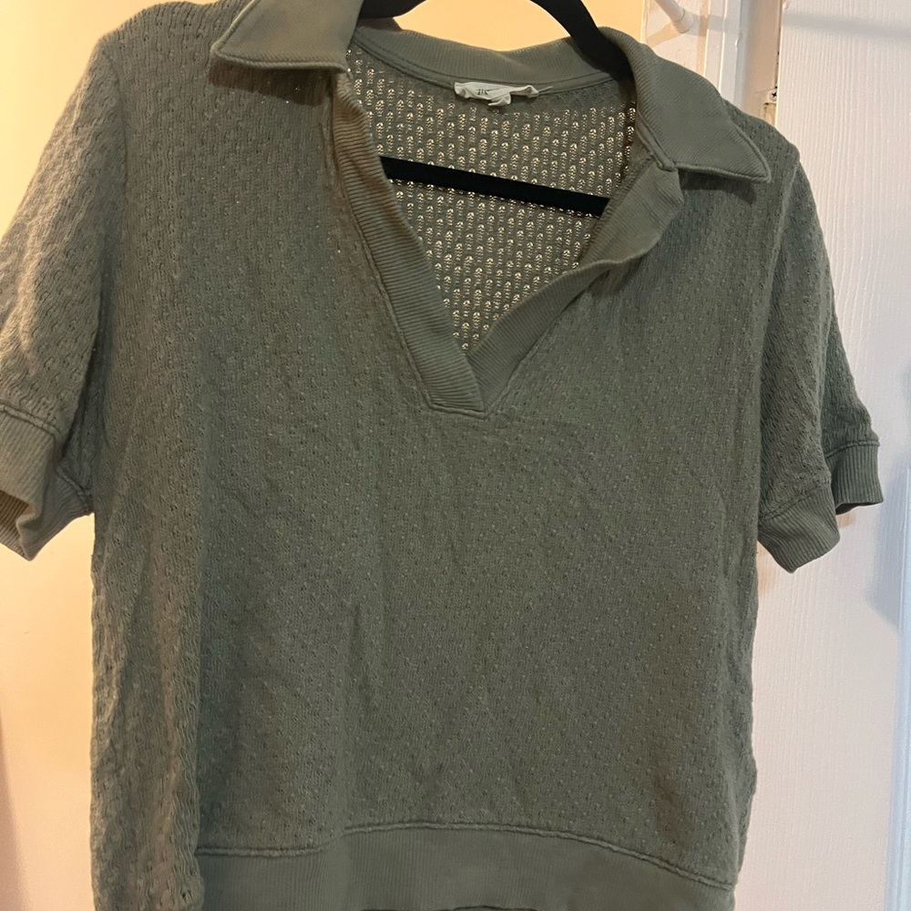 Madewell Collared Pointelle Sweater Tee Size small - Picture 6 of 7